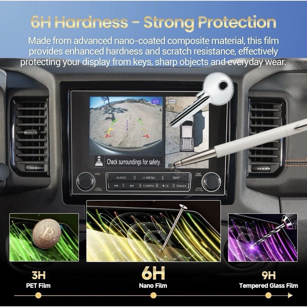 RUIYA Car Touch Screen Protector 2 Pcs Nano Film For 2022-2024 Nissan Frontier - Picture 3 of 11